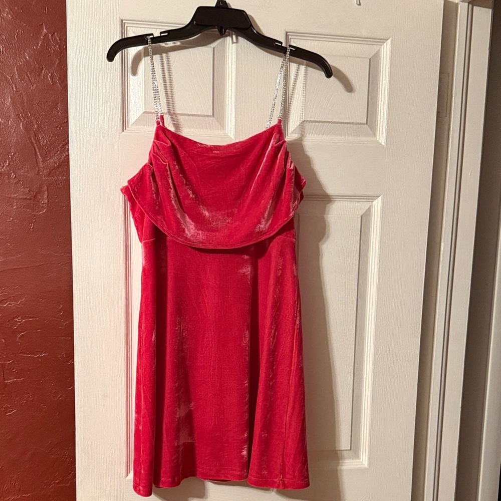 Pink Velvet Strapless Dress